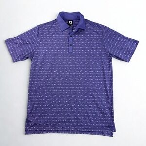 FootJoy FJ Polo Shirt Purple Golf M Flag Print Stretch Athletic Casual‎ Fit Top
